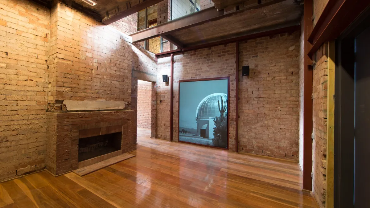 Interior of Director's Residence with audiovisual display. Image: Stuart Hay, ANU.