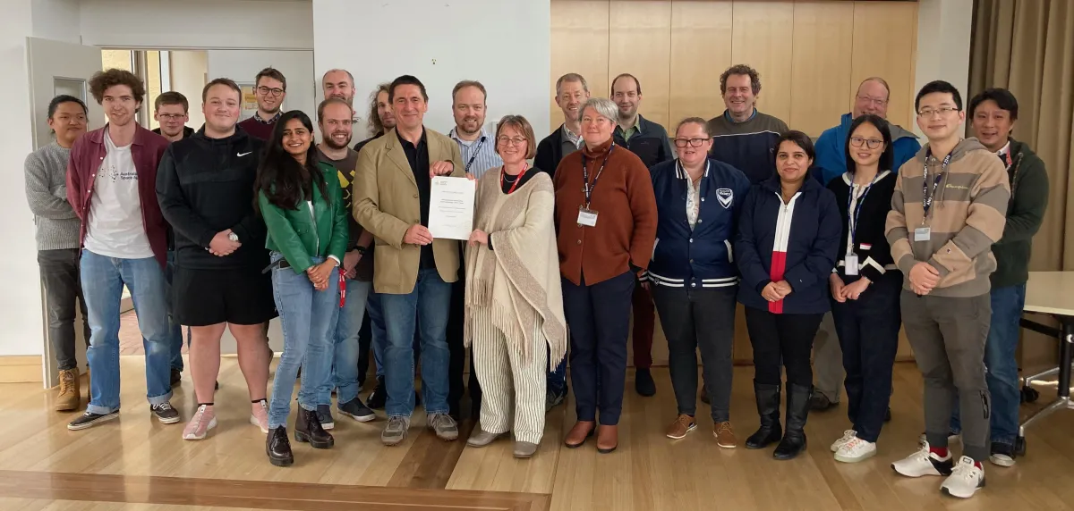 AITC award celebration held at Mount Stromlo during the week of the announcement. Some members of the AITC team are missing (many were still working from home at the time).