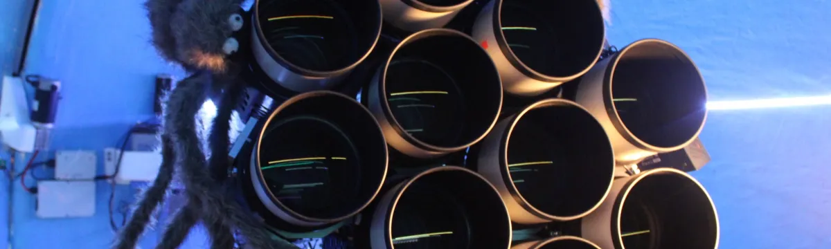 Image: The 10 Canon EF 400mm f/2.8L IS II USM super telephoto lenses that make up the Huntsman Telescope.