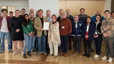 AITC award celebration held at Mount Stromlo during the week of the announcement. Some members of the AITC team are missing (many were still working from home at the time).